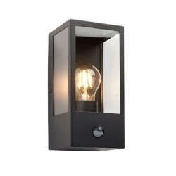 64717-001 Matt Black PIR Lantern Wall Lamp