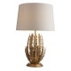 64719-001 Bright Gold Painted Floral Table Lamp with Ivory Shade