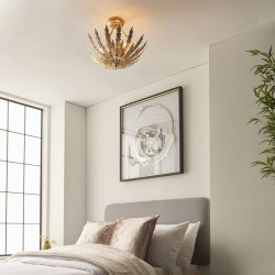 64720-001 Bright Gold Painted Floral 3 Light Ceiling Lamp