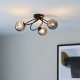 64722-001 Satin Black 3 Light Ceiling Lamp with Smoky Glasses