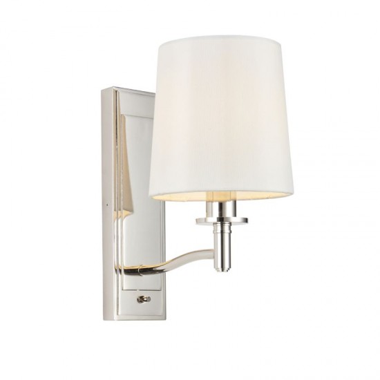 64728-001 Bright Nickel Wall Lamp with Vintage White Shade