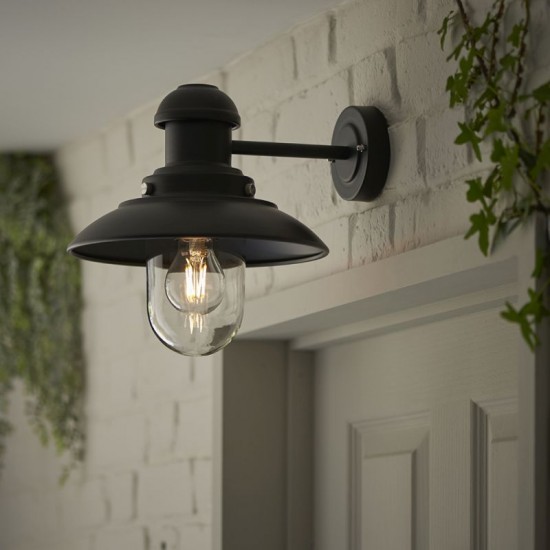 64733-001 Outdoor Black Wall Lamp with Clear Glass 64733-001 Outdoor Black Wall Lamp with Clear Glass