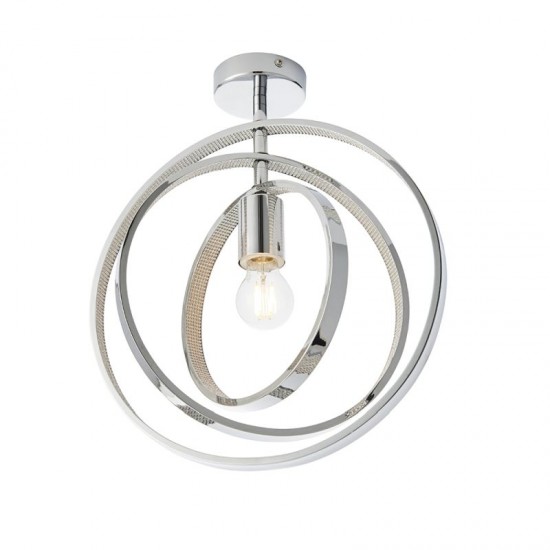 64738-001 Bathroom Chrome Semi Flush with Crystal Details