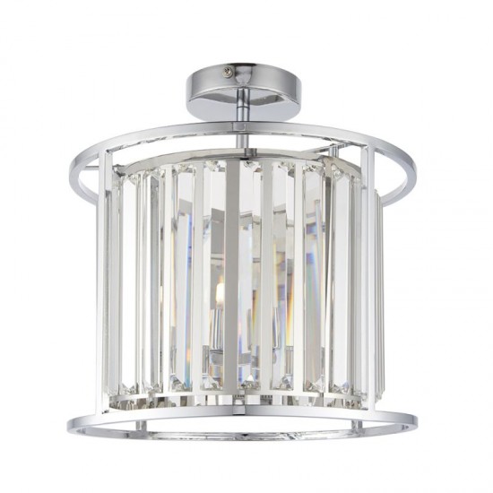 64742-001 Bathroom Chrome 3 Light Ceiling Lamp with Crystal