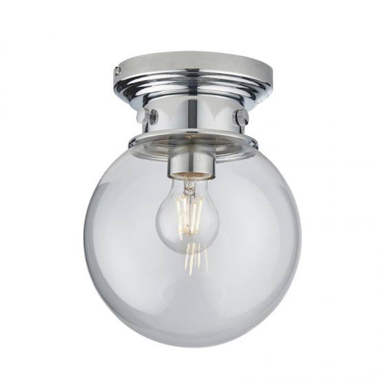 64748-001 Bathroom Chrome Ceiling Lamp with Clear Glass