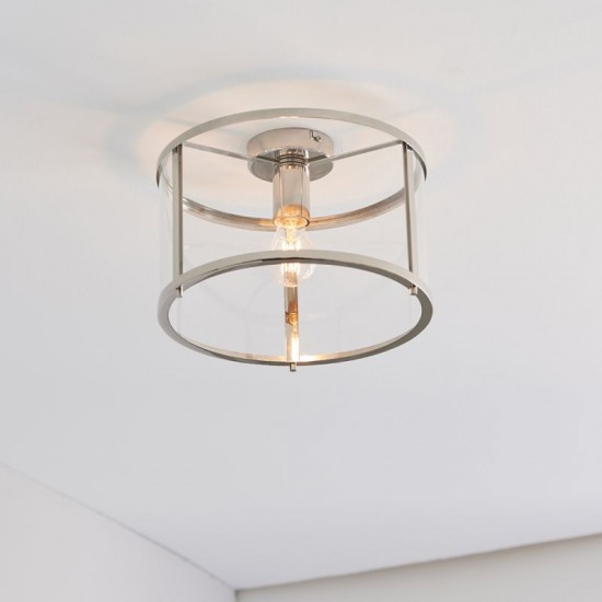 64749-001 Nickel Lantern Ceiling Lamp
