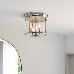 64750-001 Nickel 3 Light Lantern Ceiling Lamp 64750-001 Nickel 3 Light Lantern Ceiling Lamp