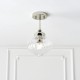 64751-001 Nickel Ceiling Lamp with Clear Ribbed Glass