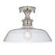 64755-001 Bright Nickel Ceiling Lamp with Clear Glass