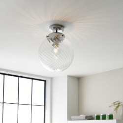 64764-001 Bathroom Chrome Semi Flush with Spiral Clear Glass 64764-001 Bathroom Chrome Semi Flush with Spiral Clear Glass