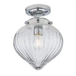 64765-001 Bathroom Chrome Semi Flush with Ribbed Clear Glass  64765-001 Bathroom Chrome Semi Flush with Ribbed Clear Glass