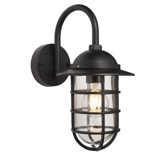 64768-001 Outdoor Textured Black Wall Lamp with Clear Glass 64768-001 Outdoor Textured Black Wall Lamp with Clear Glass