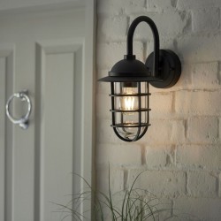 64768-001 Outdoor Textured Black Wall Lamp with Clear Glass 64768-001 Outdoor Textured Black Wall Lamp with Clear Glass