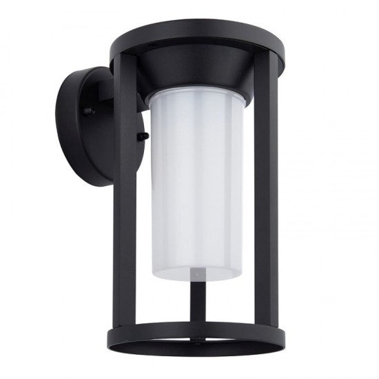 64771-001 Outdoor Textured Black Wall Lamp with White Diffuser
