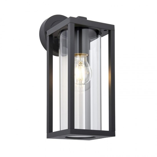 64772-001 Outdoor Textured Black Wall Lamp with Clear Glass