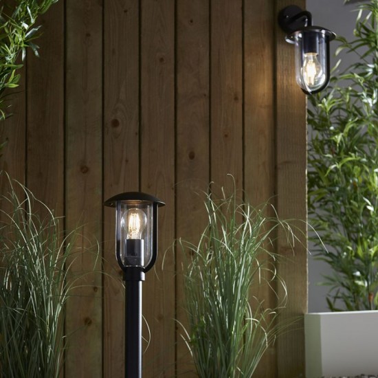 64773-001 Outdoor Black Wall Lamp with Clear Diffuser
