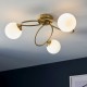 64790-001 Satin Brass 3 Light Ceiling Lamp with Opal Glasses