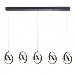 64797-001 LED Black & White 5 Light over Island Fitting