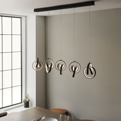 64797-001 LED Black & White 5 Light over Island Fitting