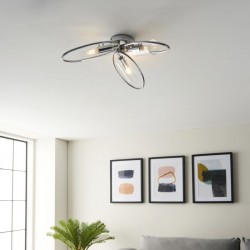 66172-001 Chrome 3 Light Ceiling Lamp with Clear Glasses
