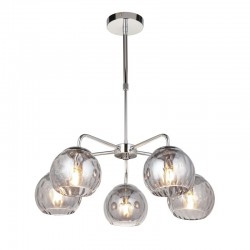 66184-001 Chrome 5 Light Semi-Flush with Smoked Dimpled Glasses 66184-001 Chrome 5 Light Semi-Flush with Smoked Dimpled Glasses