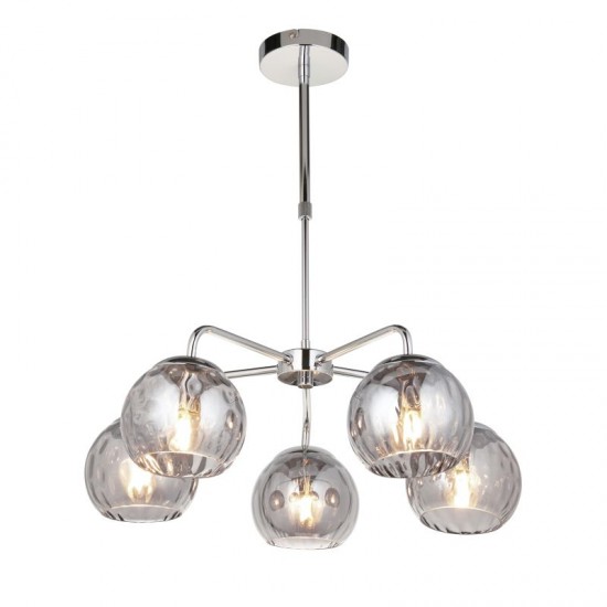 66184-001 Chrome 5 Light Semi-Flush with Smoked Dimpled Glasses