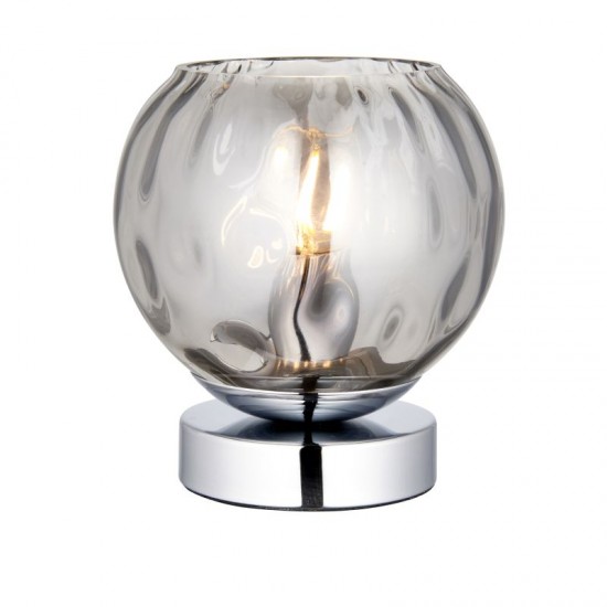 66185-001 Chrome Table Lamp with Smoked Dimpled Glass