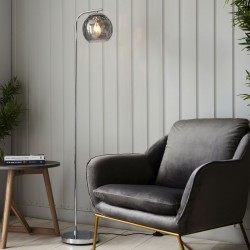 66186-001 Chrome Single Floor Lamp with Smoked Dimpled Glass