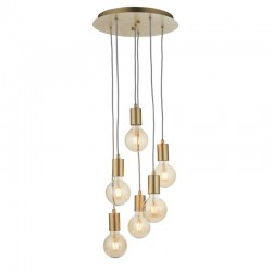 66190-001 Satin Brass 6 Light Cluster Pendant