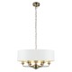 66200-001 Antique Brass 6 Light Pendant with Vintage White Shade