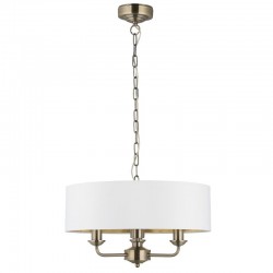 66201-001 Antique Brass 3 Light Pendant with Vintage White Shade 66201-001 Antique Brass 3 Light Pendant with Vintage White Shade