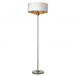 66202-001 Antique Brass 3 Light Floor Lamp with Vintage White Shade 66202-001 Antique Brass 3 Light Floor Lamp with Vintage White Shade