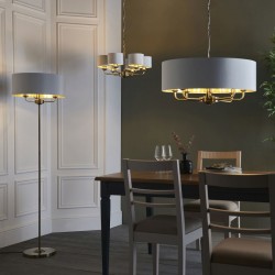 66203-001 Antique Brass 6 Light Pendant with Vintage White Shade