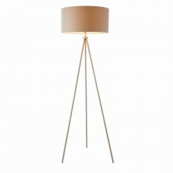 22781-001 Matt Nickel Tripod Floor Lamp with Grey Shade 22781-001 Matt Nickel Tripod Floor Lamp with Grey Shade