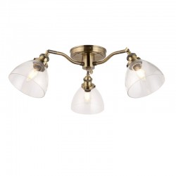 67261-001 Antique Brass 3 Light Semi Flush with Clear Glasses 67261-001 Antique Brass 3 Light Semi Flush with Clear Glasses