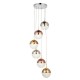 67272-001 Chrome, Copper, Gold and Clear Glass 6 Light Cluster