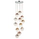 67274-001 Chrome, Copper, Gold and Clear Glass 12 Light Cluster