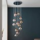 67274-001 Chrome, Copper, Gold and Clear Glass 12 Light Cluster