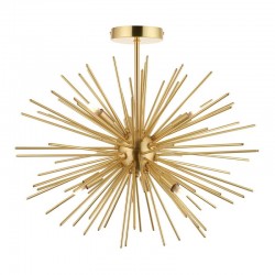 67275-001 Satin Brass 6 Light Sputnik Semi Flush