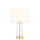 67293-001 Satin Brass & Glass Table Lamp with Vintage White Shade