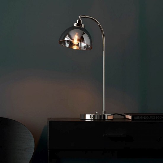 67305-001 Bright Nickel Table Lamp with Smoked Mirrored Glass 67305-001 Bright Nickel Table Lamp with Smoked Mirrored Glass