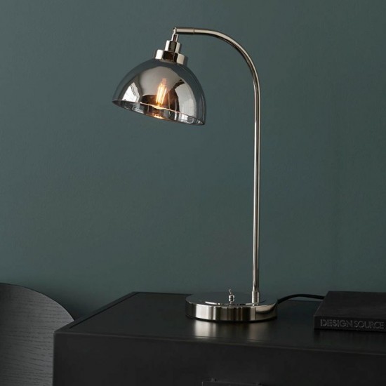 67305-001 Bright Nickel Table Lamp with Smoked Mirrored Glass 67305-001 Bright Nickel Table Lamp with Smoked Mirrored Glass