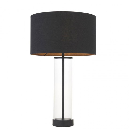 67311-001 Matt Black & Glass Table Lamp with Black Shade