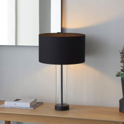 67311-001 Matt Black & Glass Table Lamp with Black Shade