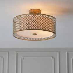 67315-001 Gold 3 Light Semi Flush with White Diffuser