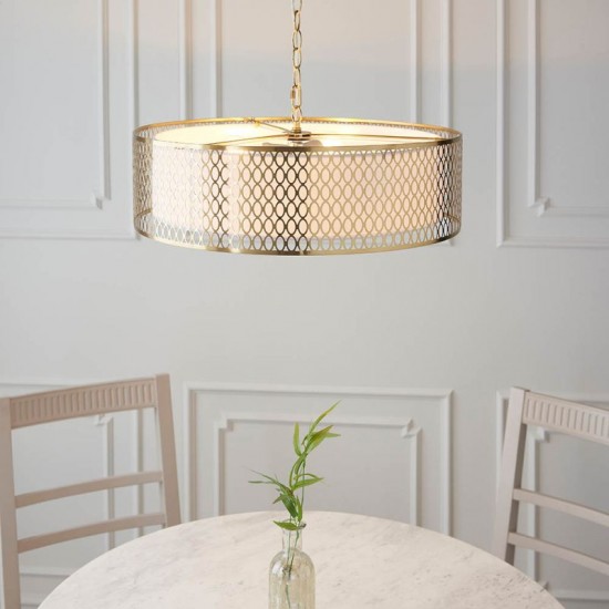 67316-001 Gold 3 Light Pendant with White Diffuser