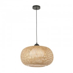 67317-001 Black Pendant with Natural Bamboo & White Diffuser 