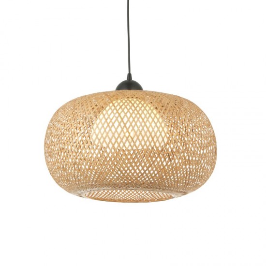 67317-001 Black Pendant with Natural Bamboo & White Diffuser 67317-001 Black Pendant with Natural Bamboo & White Diffuser