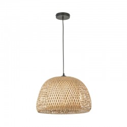 67318-001 Black Pendant with Natural Bamboo & White Diffuser 