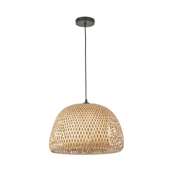 67318-001 Black Pendant with Natural Bamboo & White Diffuser 67318-001 Black Pendant with Natural Bamboo & White Diffuser